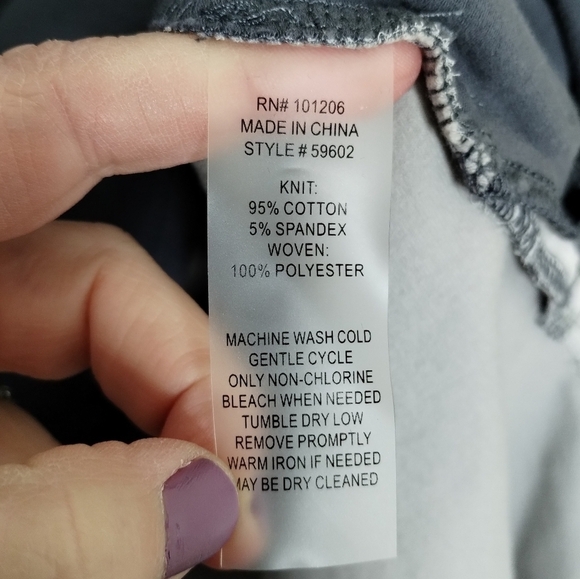 Soft Surroundings Grey Blue Long Sleeve Sheer Back High Low Pocket Tee Size 1X - Picture 8 of 8